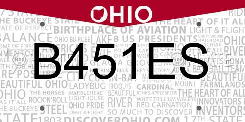 B451ES Ohio License Plate