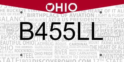 B455LL Ohio License Plate