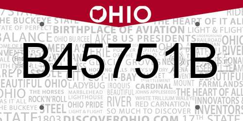 B45751B Ohio License Plate