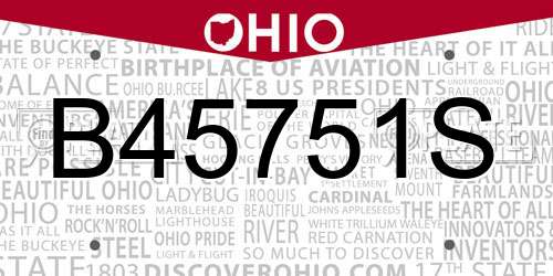 B45751S Ohio License Plate