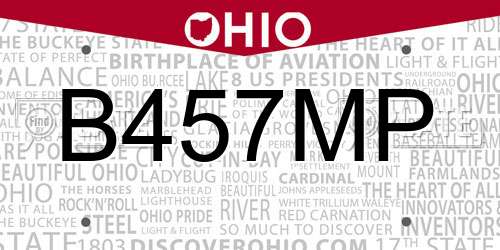 B457MP Ohio License Plate