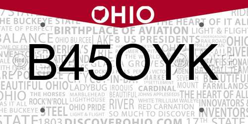 B45OYK Ohio License Plate