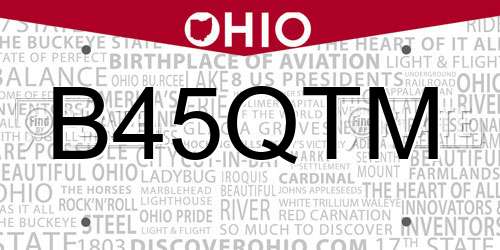 B45QTM Ohio License Plate