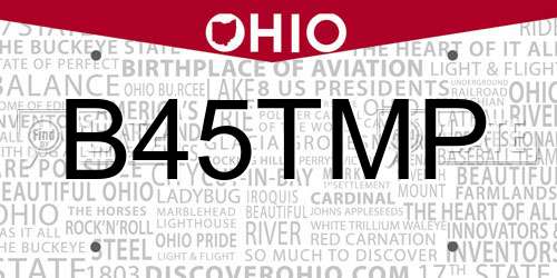 B45TMP Ohio License Plate