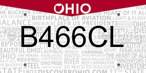 B466CL Ohio License Plate