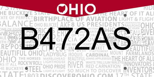 B472AS Ohio License Plate
