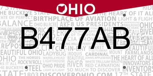 B477AB Ohio License Plate