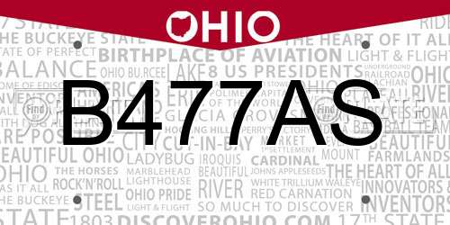 B477AS Ohio License Plate