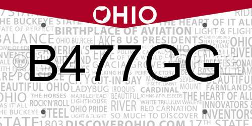 B477GG Ohio License Plate