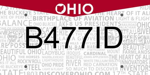 B477ID Ohio License Plate