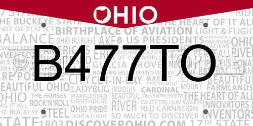 B477TO Ohio License Plate
