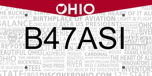 B47ASI Ohio License Plate