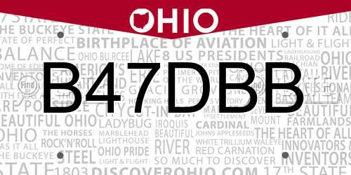 B47DBB Ohio License Plate