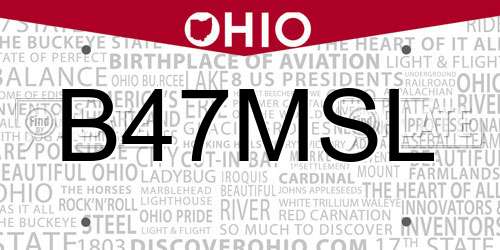 B47MSL Ohio License Plate