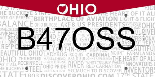 B47OSS Ohio License Plate