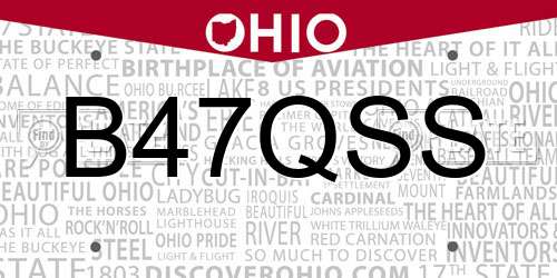 B47QSS Ohio License Plate