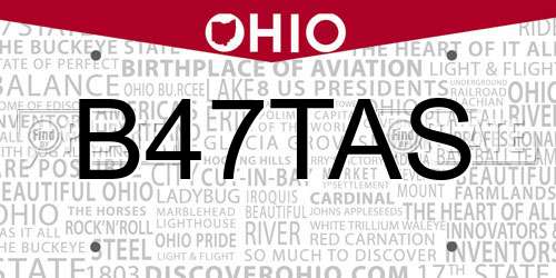 B47TAS Ohio License Plate