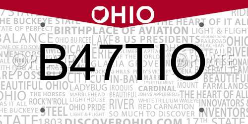 B47TIO Ohio License Plate