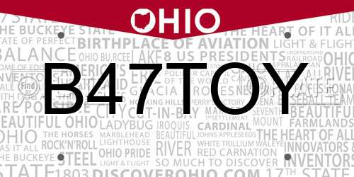 B47TOY Ohio License Plate