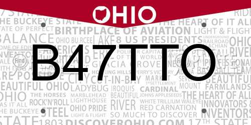 B47TTO Ohio License Plate