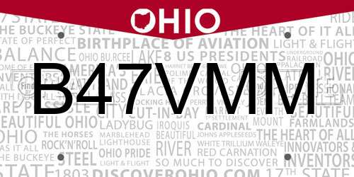 B47VMM Ohio License Plate