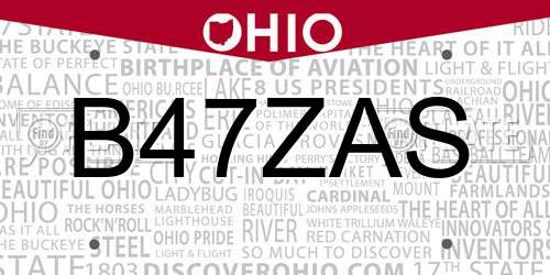 B47ZAS Ohio License Plate