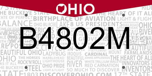 B4802M Ohio License Plate
