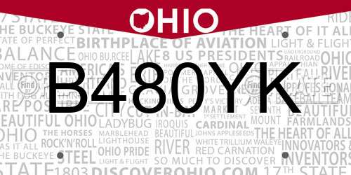 B480YK Ohio License Plate