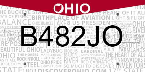 B482JO Ohio License Plate