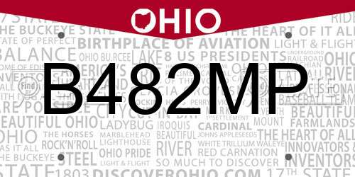 B482MP Ohio License Plate