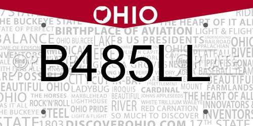 B485LL Ohio License Plate