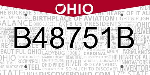 B48751B Ohio License Plate