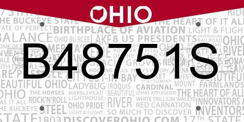 B48751S Ohio License Plate