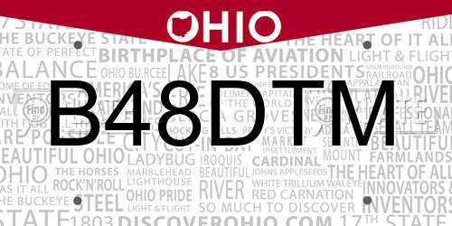 B48DTM Ohio License Plate