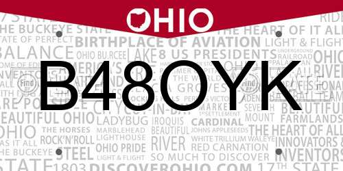 B48OYK Ohio License Plate