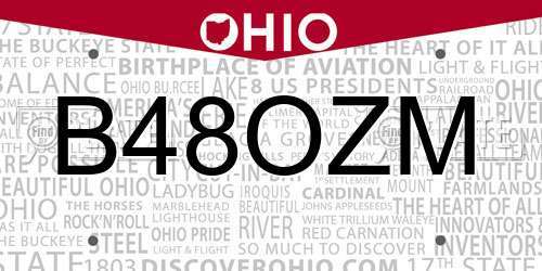 B48OZM Ohio License Plate