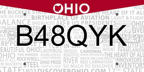 B48QYK Ohio License Plate