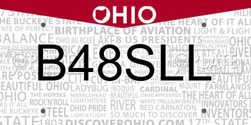 B48SLL Ohio License Plate