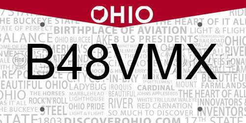 B48VMX Ohio License Plate