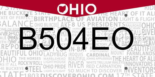 B504EO Ohio License Plate