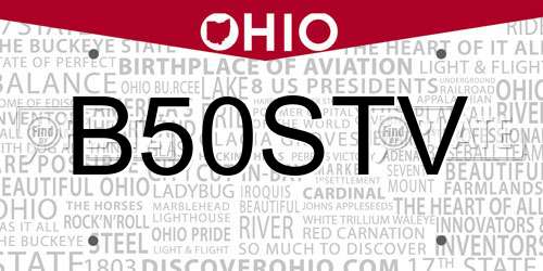 B50STV Ohio License Plate