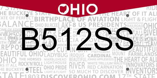 B512SS Ohio License Plate