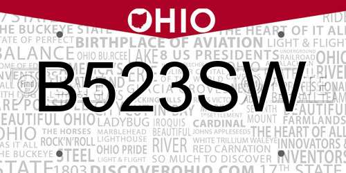 B523SW Ohio License Plate