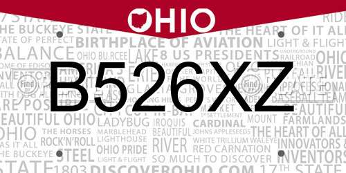 B526XZ Ohio License Plate