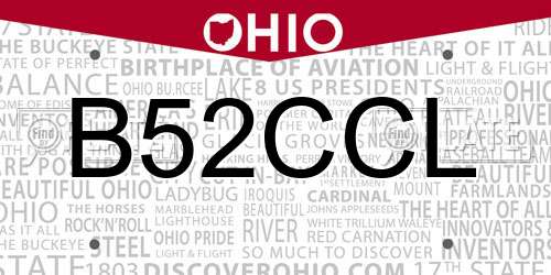B52CCL Ohio License Plate