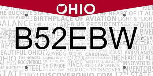 B52EBW Ohio License Plate