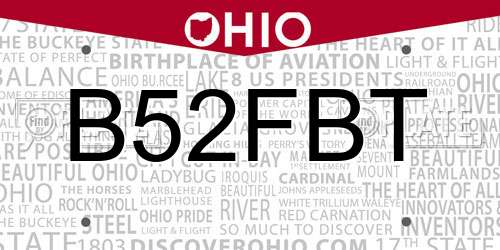 B52FBT Ohio License Plate