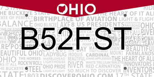 B52FST Ohio License Plate