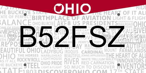 B52FSZ Ohio License Plate