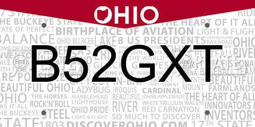 B52GXT Ohio License Plate